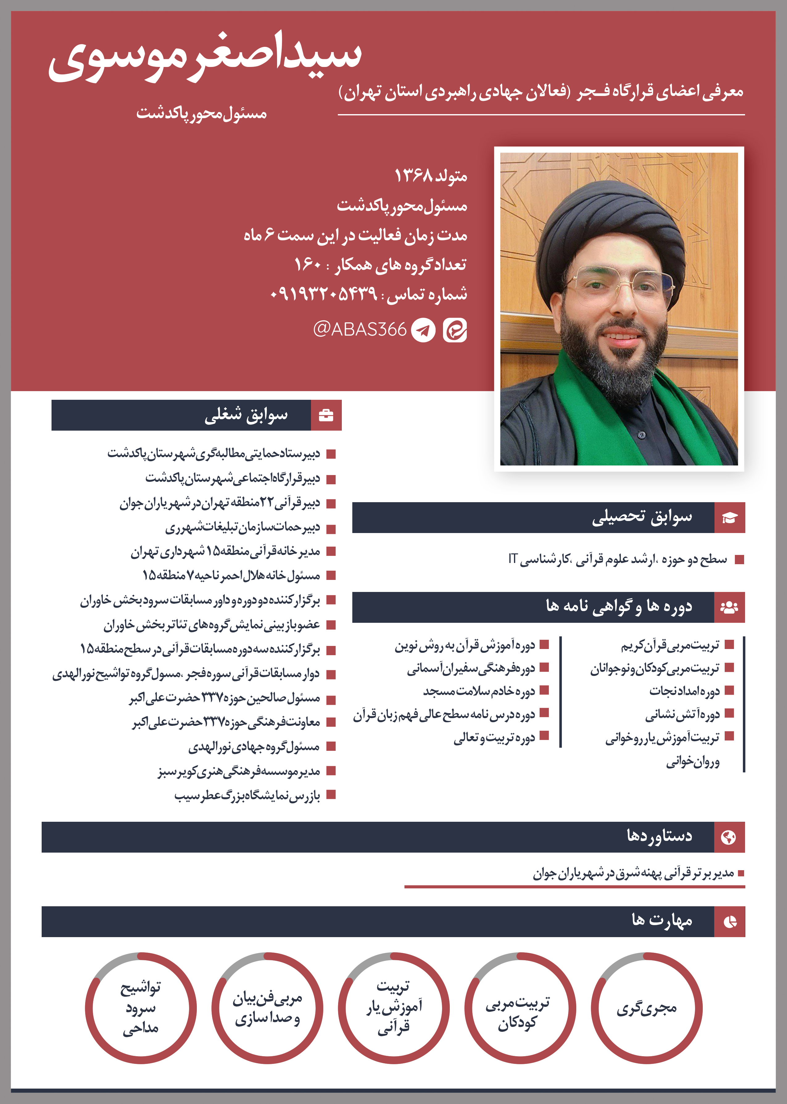 تصویر رزومه حجتالاسلام سید اصغر موسوی عض