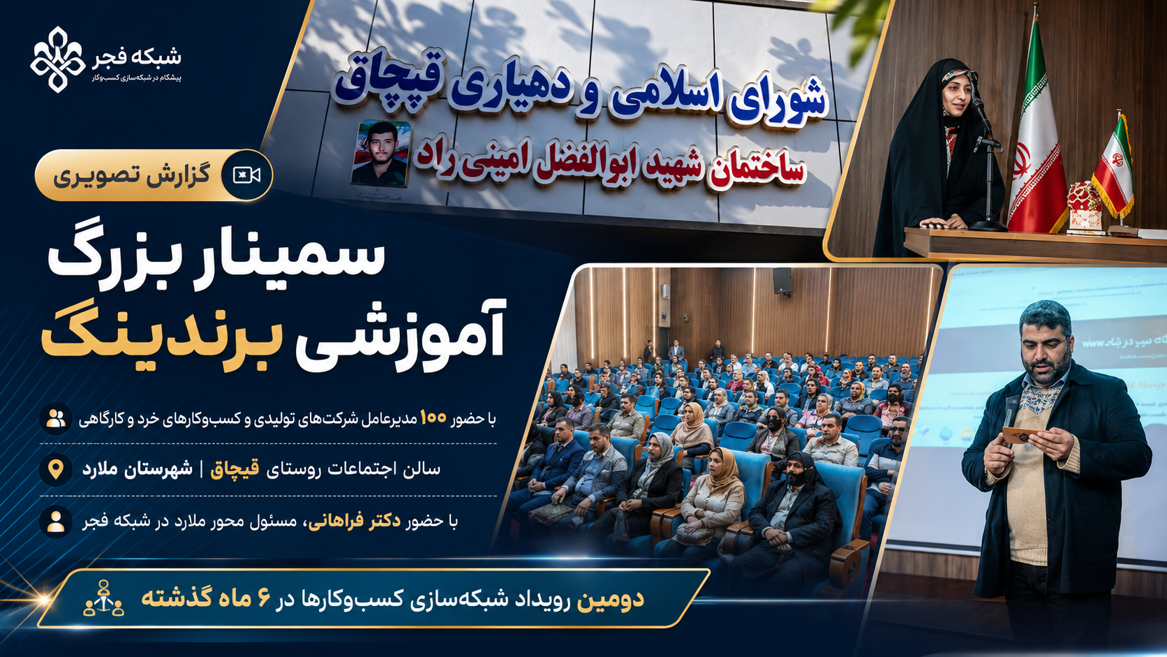 سمینار بزرگ آموزشی برندینگ با حضور ۱۰۰ مدیرعامل شرکت های تولیدی و کسب و کارهای خرد و کارگاهی در سالن اجتماعات روستای قبچاق شهرستان ملارد …