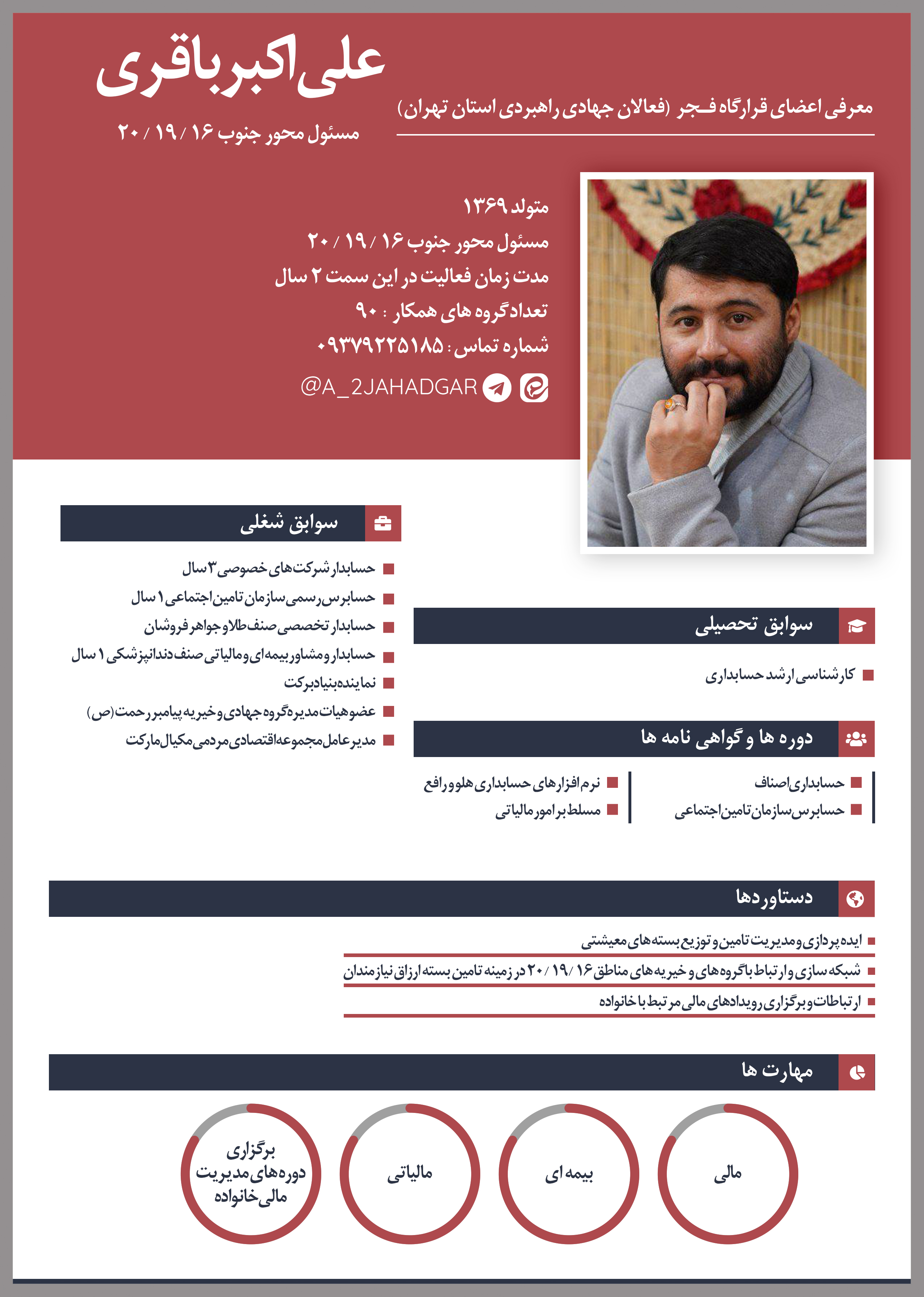 تصویر رزومه علی اکبر باقری